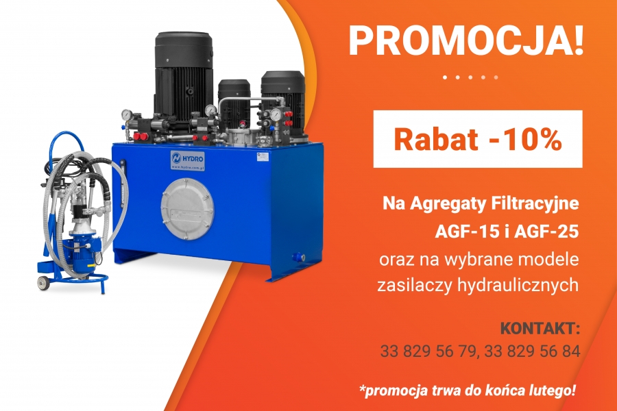 Rabat -10% na agregaty filtracyjne AGF-15 i AGF-25 oraz na wybrane modele  zasilaczy hydraulicznych